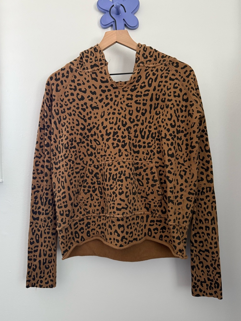 Nili Lotan Small Janie Leopard Hoodie Pullover Brown Relaxed Animal Print